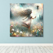 Monet Girl auf der Wiese mit einem Löwenzahn Leinwanddruck (Insitu (Holzboden))