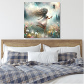 Monet Girl auf der Wiese mit einem Löwenzahn Leinwanddruck (Insitu (Schlafzimmer))