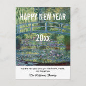 Monet - Happy New Year and Water Lily pond Postkarte (Vorderseite)