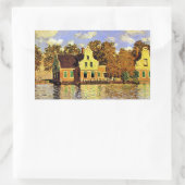 Monet - Häuser am Zaan-Fluss in Zaandam, Rechteckiger Aufkleber (Tasche)