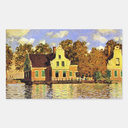 Monet - Häuser am Zaan-Fluss in Zaandam, Rechteckiger Aufkleber (Vorderseite)