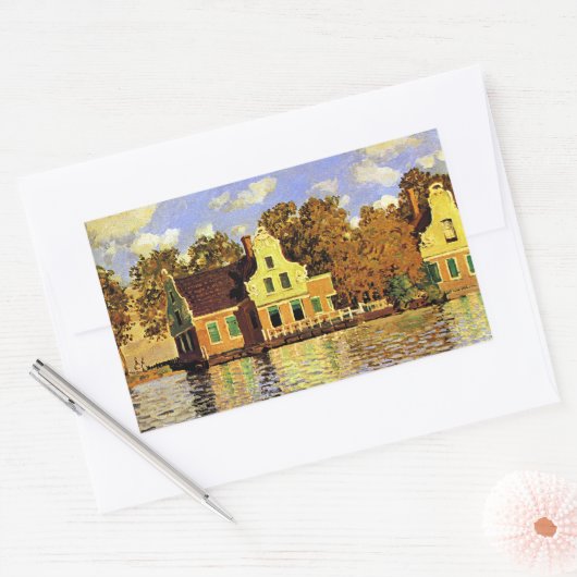 Monet - Häuser am Zaan-Fluss in Zaandam, Rechteckiger Aufkleber (Umschlag)