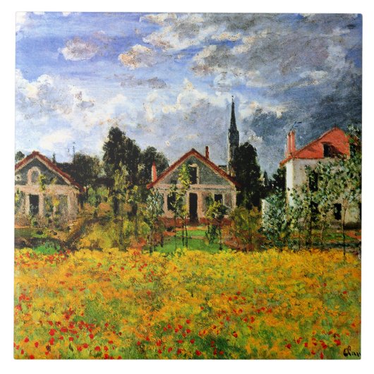 Monet - Häuser in Argenteuil, berühmte Kunstwerke Fliese (Vorderseite)