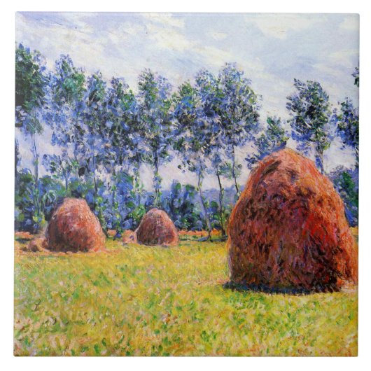 Monet - Haystacks in Giverny, 1884, Fliese (Vorderseite)