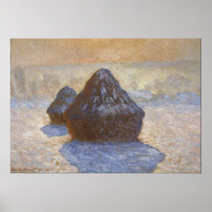Monet - Heuhaufen Schnee Effekt Poster