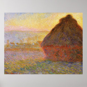 Monet - Heuschober am Sonnenuntergang - Poster