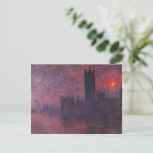 Monet Houses of Parliament at Sunset Postcard Postkarte (Stehend Vorderseite)