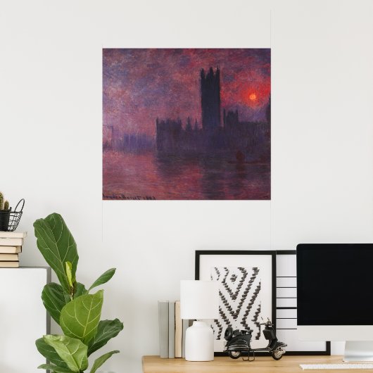 Monet Houses of Parliament at Sunset Poster (Heimbüro)