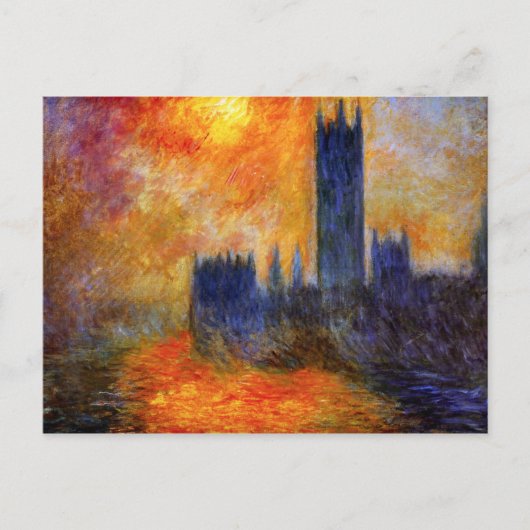 Monet Houses of Parliament und Sonnenuntergang Postkarte (Vorderseite)