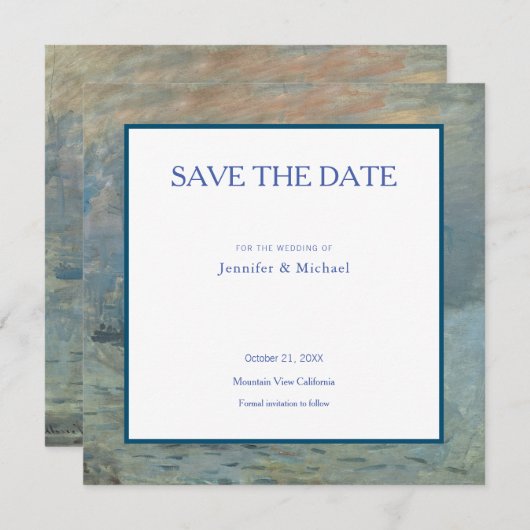 Monet Impression Sunrise Beruflich Minimalistisch Save The Date (Vorne/Hinten)
