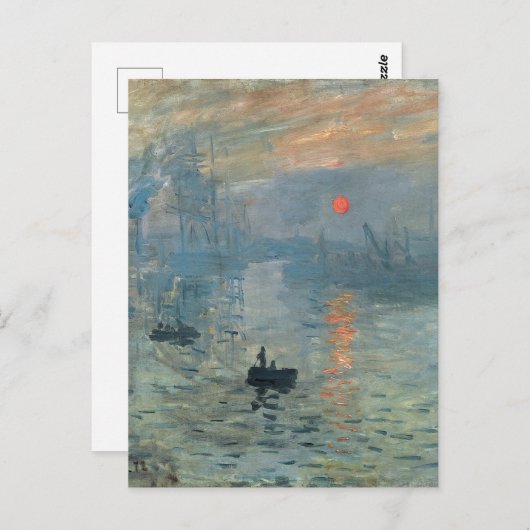 Monet Impression Sunrise Soleil Levant Malerei Postkarte (Vorne/Hinten)