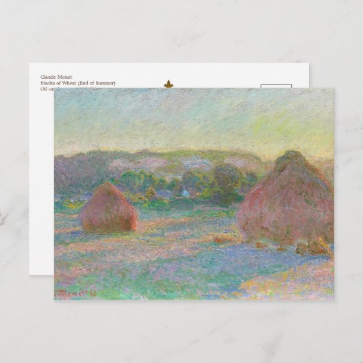 Monet Impressionist Art Haystacks Ende Sommer Postkarte (Vorne/Hinten)