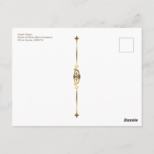 Monet Impressionist Art Haystacks Ende Sommer Postkarte (Rückseite)