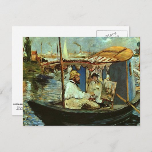 Monet in his Studio Boat Postkarte (Vorne/Hinten)