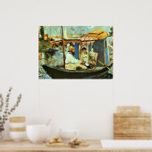 Monet in seinem Floating Studio Boat von Edouard M Poster (Küche)