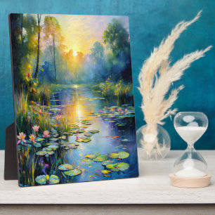 Monet Inspiriert Lily Pond bei Sonnenaufgang Impre Fotoplatte