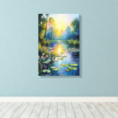 Monet Inspiriert Lily Pond bei Sonnenaufgang Impre Leinwanddruck (Insitu (Holzboden))