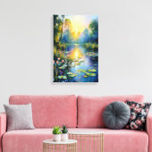 Monet Inspiriert Lily Pond bei Sonnenaufgang Impre Leinwanddruck (Insitu (Wohnzimmer))