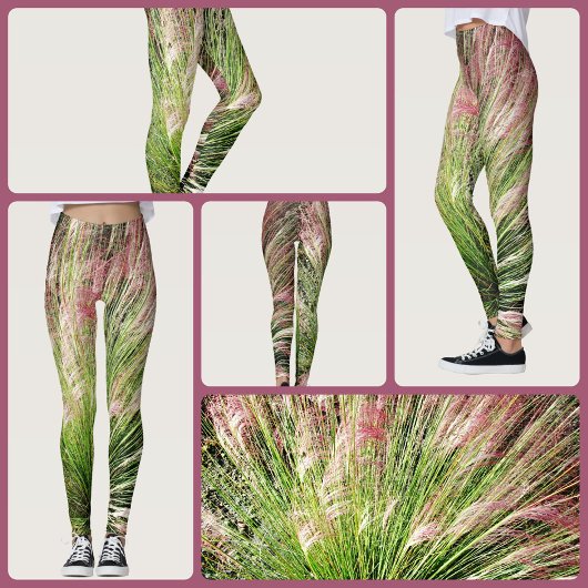 Monet inspiriert Rosa und Grüne Muhegas Abstrakt Leggings