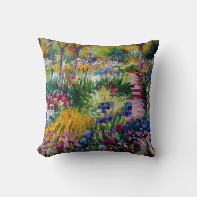 Monet Iris Garden Throw Kissen (Vorderseite)