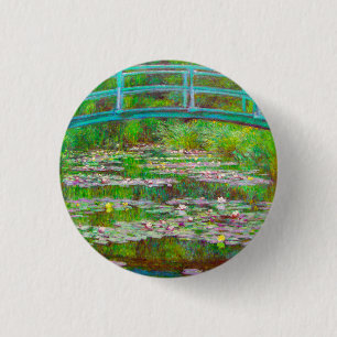 Monet japanische Brücke und Water Lilies Button