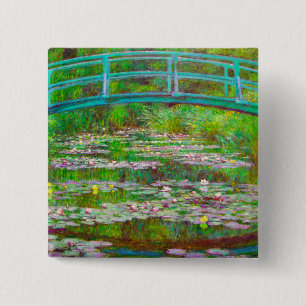 Monet japanische Brücke und Water Lilies Button