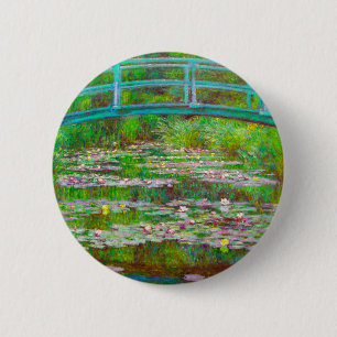 Monet japanische Brücke und Water Lilies Button