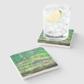 Monet japanische Brücke und Water Lilies Steinuntersetzer (Seitenansicht)