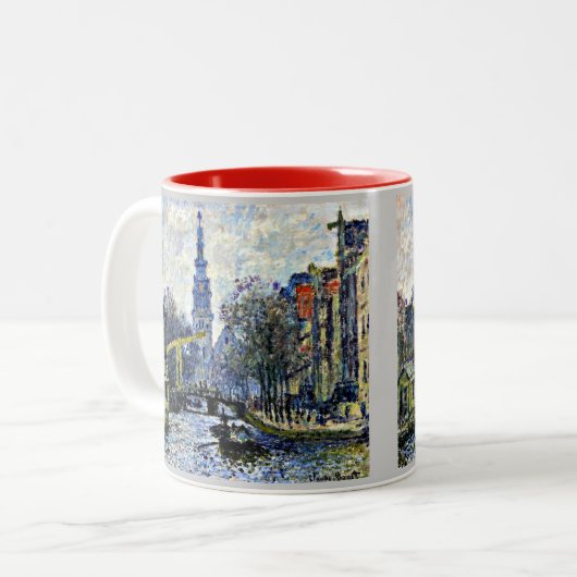 Monet: Kanal in Amsterdam Zweifarbige Tasse (Vorderseite Links)