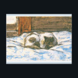 Monet, Katzen schlafen auf einem Bett Postkarte<br><div class="desc">Monet,  Katzen schlafen auf einem Bett</div>