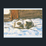 Monet, Katzen schlafen auf einem Bett Postkarte<br><div class="desc">Monet,  Katzen schlafen auf einem Bett</div>