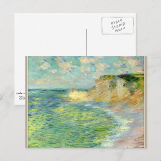 Monet - Klippen an der Mitte Postkarte (Vorne/Hinten)