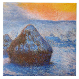 Monet - Kornstapel bei Sonnenuntergang, Schneeeffe Fliese