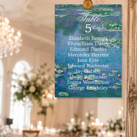 Monet-Kunst-Blumen-Hochzeit-Tischnummer-Sitzkarte