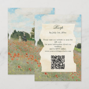 Monet-Kunst Mohnfeld Hochzeitswebsite QR-Code RSVP Karte