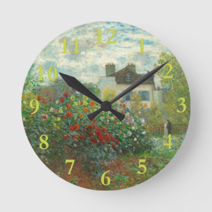 Monet Künstlergarten in Argenteuil Malerei Runde Wanduhr