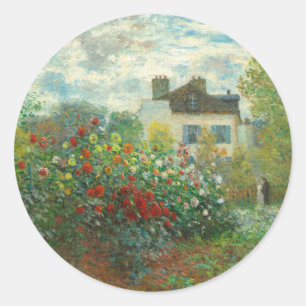Monet Künstlergarten in Argenteuil Malerei Runder Aufkleber