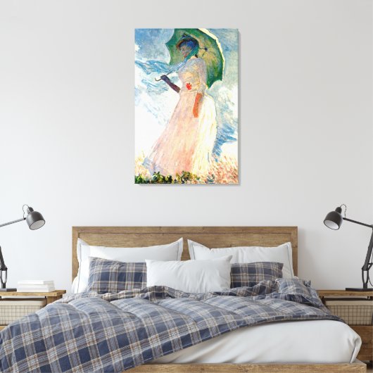 Monet Lady mit Parasol-Leinwand Leinwanddruck (Insitu (Schlafzimmer))