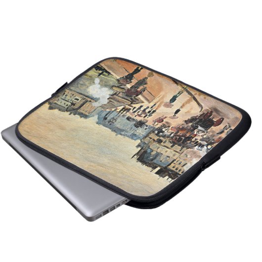 Monet - Le Pont Neuf, beeindruckendes Gemälde Laptopschutzhülle (Vorne Knopf)