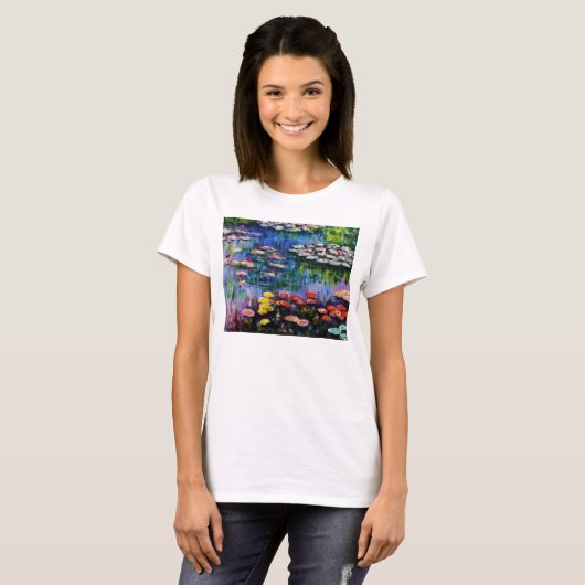 Monet lila Wasser-Lilien-T - Shirt (Vorne ganz)
