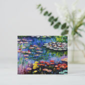 Monet Lila Water Lilies Einladungen (Stehend Vorderseite)