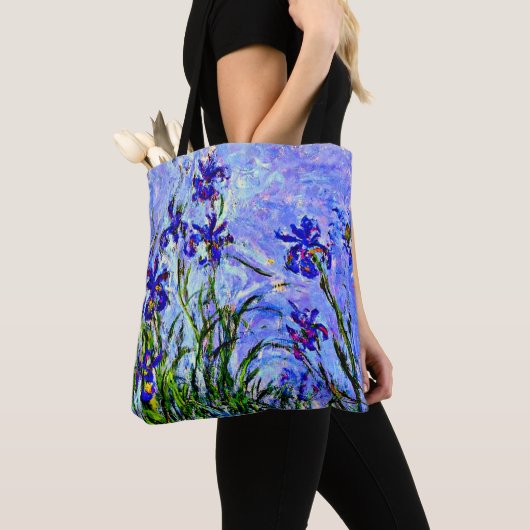 Monet - Lilac Irises, berühmtes Gemälde, Tasche (Von Nahem)
