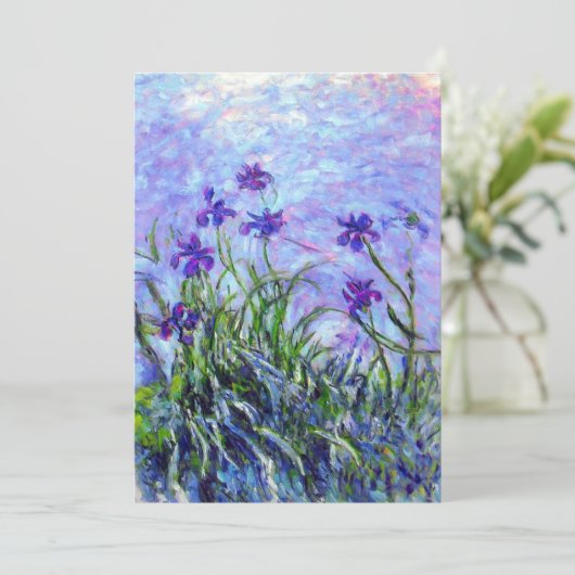 Monet Lilac Irises Einladung (Stehend Vorderseite)