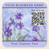 Monet - Lilac Irises / Iris Mauves - QR-Code Rechteckiger Pappuntersetzer (Vorderseite)