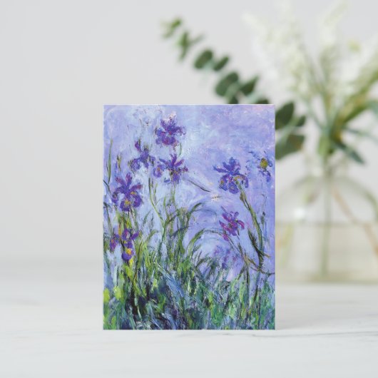 Monet Lilac Irises Postcard Postkarte (Stehend Vorderseite)
