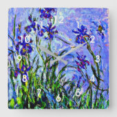 Monet - Lilac Irises Quadratische Wanduhr (Vorderseite)