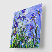 Monet - Lilac Irises Quadratische Wanduhr (Winkel)