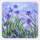 Monet Lilac Irises Quadratischer Aufkleber (Vorderseite)