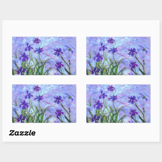 Monet Lilac Irises Rechteckiger Aufkleber (Blatt)