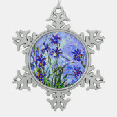 Monet - Lilac Irises, Schneeflocken Zinn-Ornament (Vorderseite)